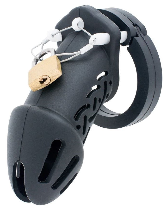 Black Long Silicone Chastity Cock Cage