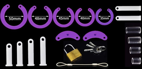 Purple Long Silicone Chastity Cock Cage