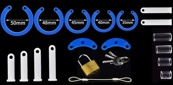 Blue Long Silicone Chastity Cock Cage