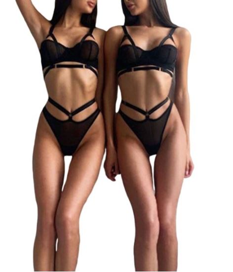 Izzy 2 Piece Lingerie Set: Black