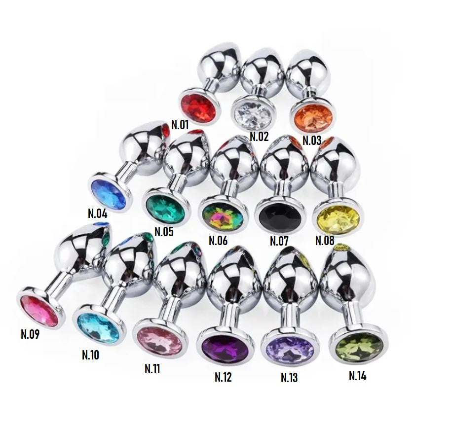 Large Jewelled Silver Anal Plug