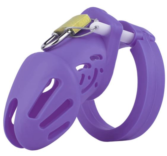 Purple Short Silicone Chastity Cock Cage