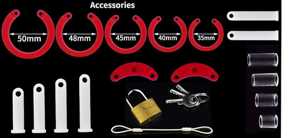 Red Long Silicone Chastity Cock Cage