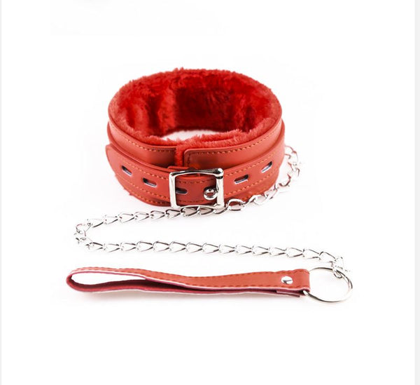 Sturdy Fluffy Collar with chain Leash