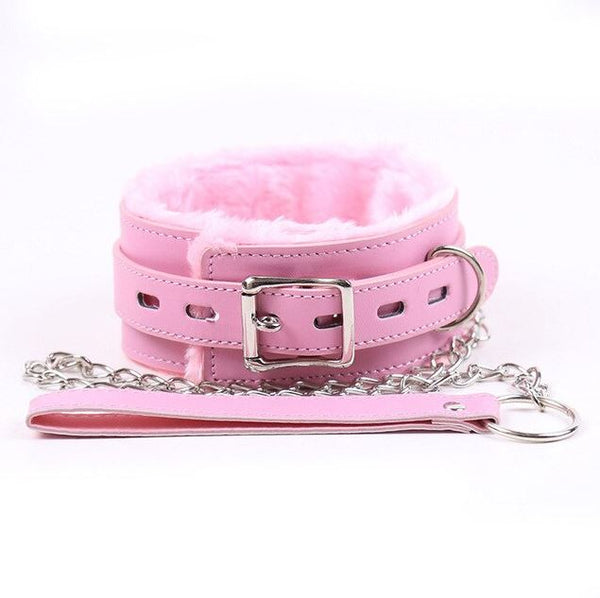 Sturdy Fluffy Collar with chain Leash