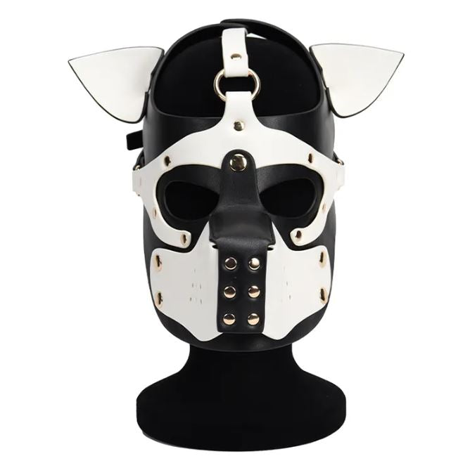 PU Leather Puppy Mask - White