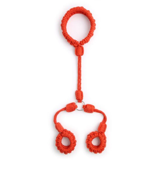 Shibari Red Rope Collar & Cuffs