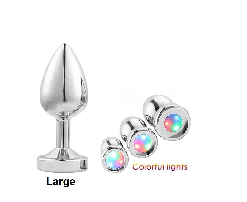 Large Light Up Silver Anal Plug