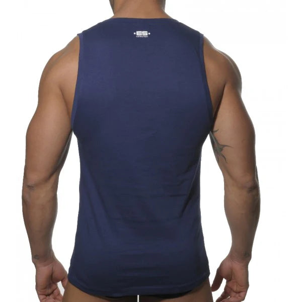 ES Collection Low V-neck Blue Singlet