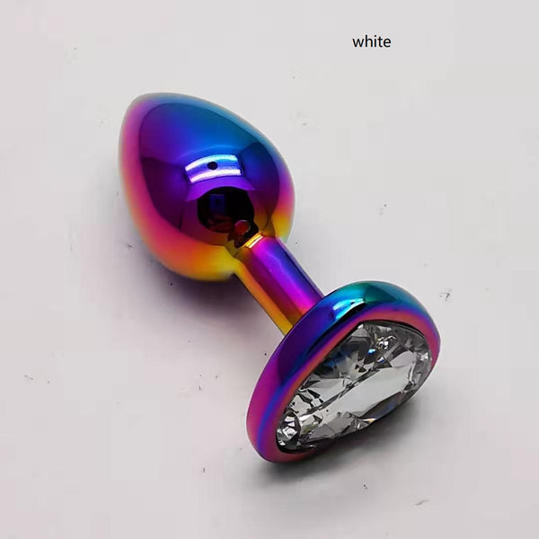 LARGE - Rainbow Heart Gem Butt Plug
