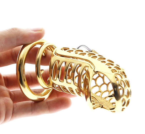 Gold Snake Steel Chastity Cock Cage