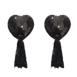 Black Sequin Heart Nipple Pasties