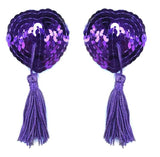 Purple Sequin Heart Nipple Pasties