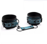 Blue Crocodile Pattern PU Leather Ankle cuffs