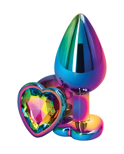 LARGE - Rainbow Heart Gem Butt Plug