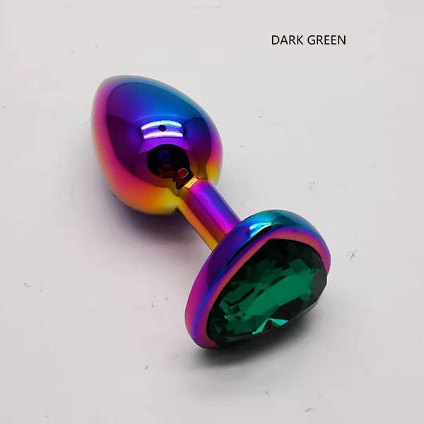 LARGE - Rainbow Heart Gem Butt Plug