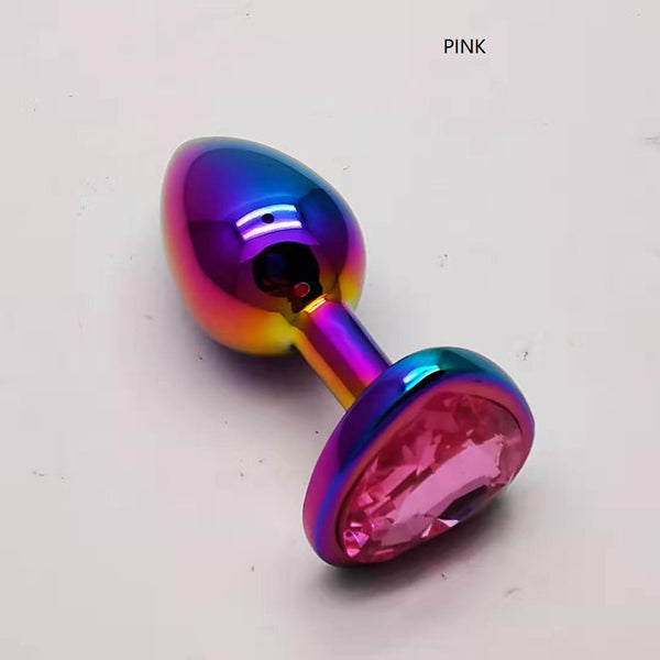 LARGE - Rainbow Heart Gem Butt Plug