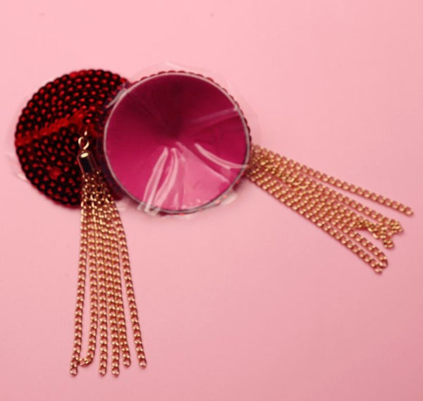 Round Sequin Nipple Pasties W Metal Tassels