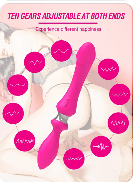 Dual Head powerful sex silicone vagina massager g spot dildo vibrator butt plug sex toys for women