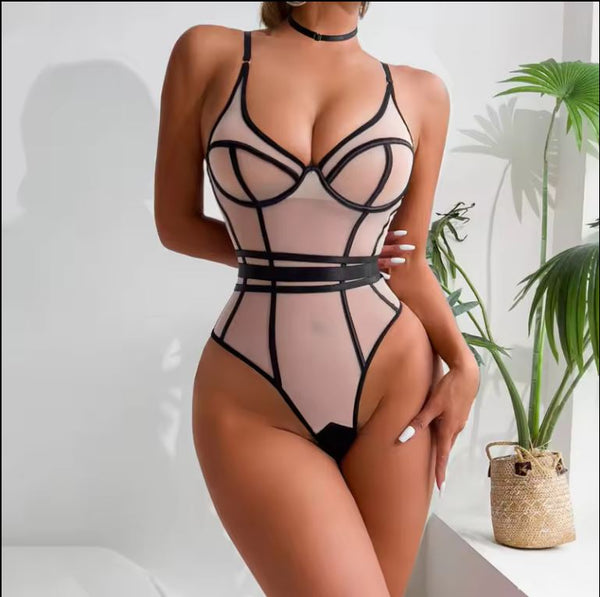 146H Wholesale Hot Nude One Piece Bodysuit Lingerie for Women sexy underwear Tight Teddy Mesh Sheer lace Sexy Lingerie