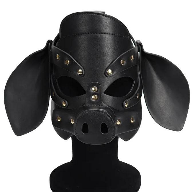 PU Leather Pig Mask - Black
