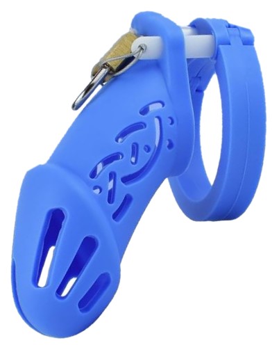 Blue Long Silicone Chastity Cock Cage