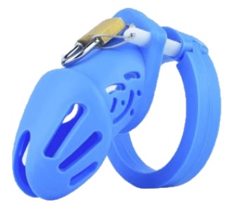 Blue Short Silicone Chastity Cock Cage