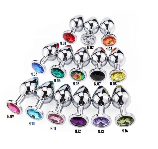 Large Jewelled Silver Anal Plug