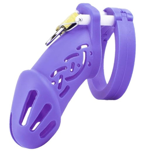 Purple Long Silicone Chastity Cock Cage