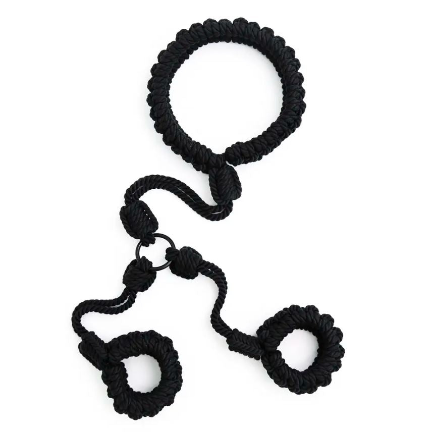 Shibari Black Rope Collar & Cuffs