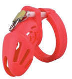 Red Short Silicone Chastity Cock Cage