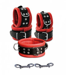 Luxury Leather Black & Red Bondage Kit