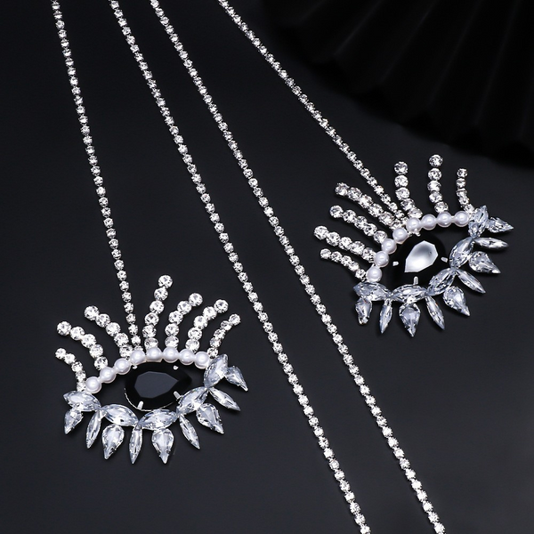 Rhinestone Eyes Choker Harness with Nipple Pasties