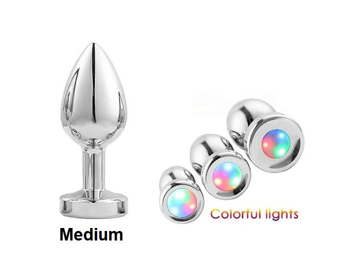 Medium Light Up Silver Anal Plug
