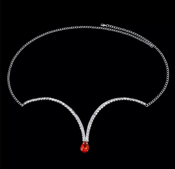 Red Gemstone Chest Bust Chain