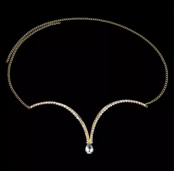 White Gemstone Chest Bust Chain