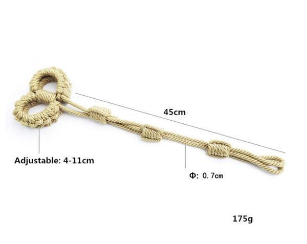 Shibari Beige Cotton Rope Wrist Cuffs