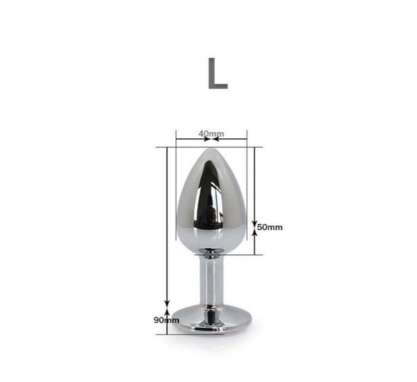 Large Jewelled Silver Anal Plug