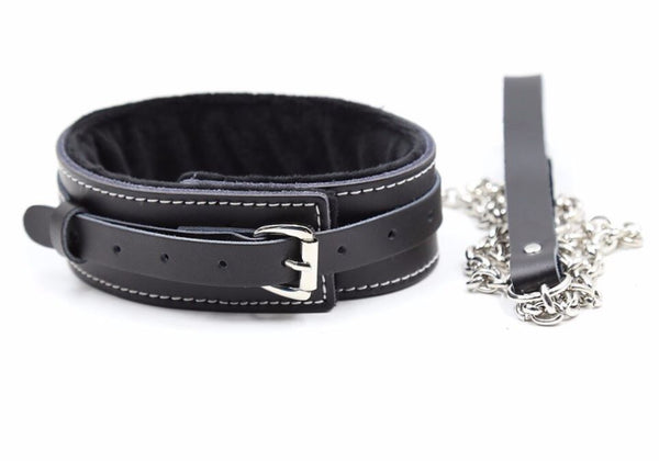 Black with White Stitching Collar