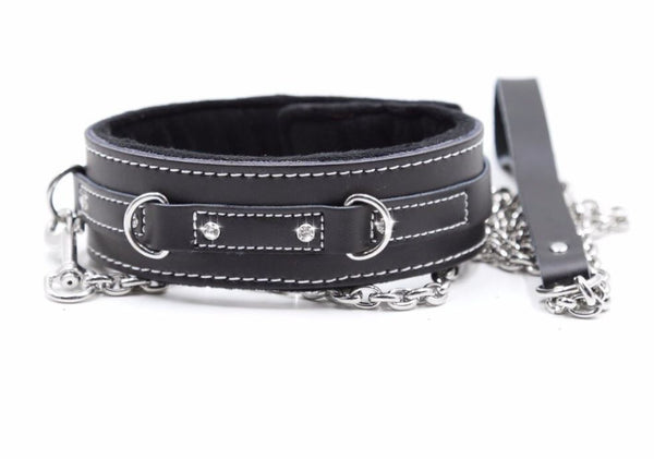 Black with White Stitching Collar
