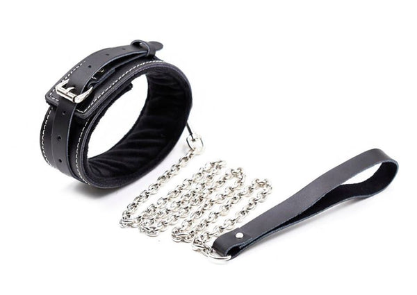 Black with White Stitching Collar