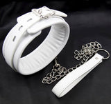 White Padded Collar with Leash