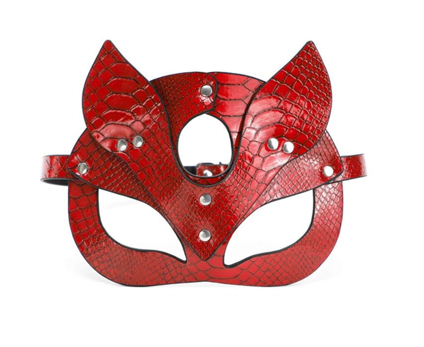 Textured Pointed Eared Cat Mask Red