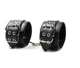 Black Silver Ringlet Leather Wrist cuffs
