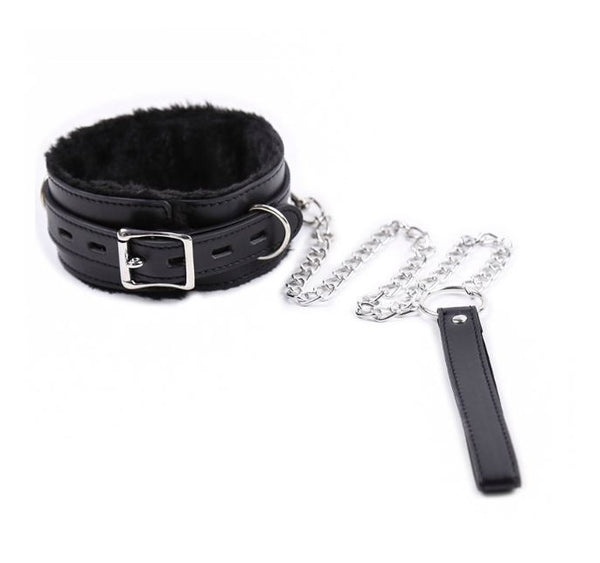 Sturdy Fluffy Collar with chain Leash