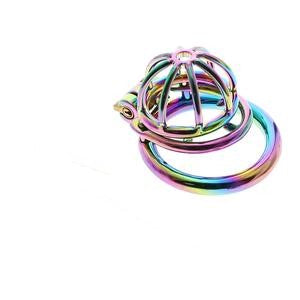 Rainbow Spiked Ring Chastity Cock Cage
