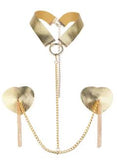 Gold Choker Harness with nipple pasties