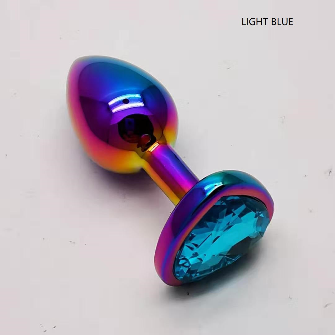 LARGE - Rainbow Heart Gem Butt Plug Extasy LARGE - Rainbow Heart Gem Butt Plug Extasy