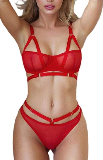 Izzy 2 Piece Lingerie Set: Red