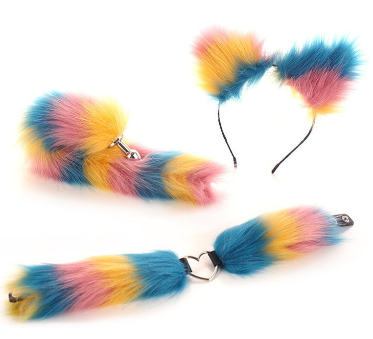 Pastel Rainbow: Tail, Choker & Ear Set